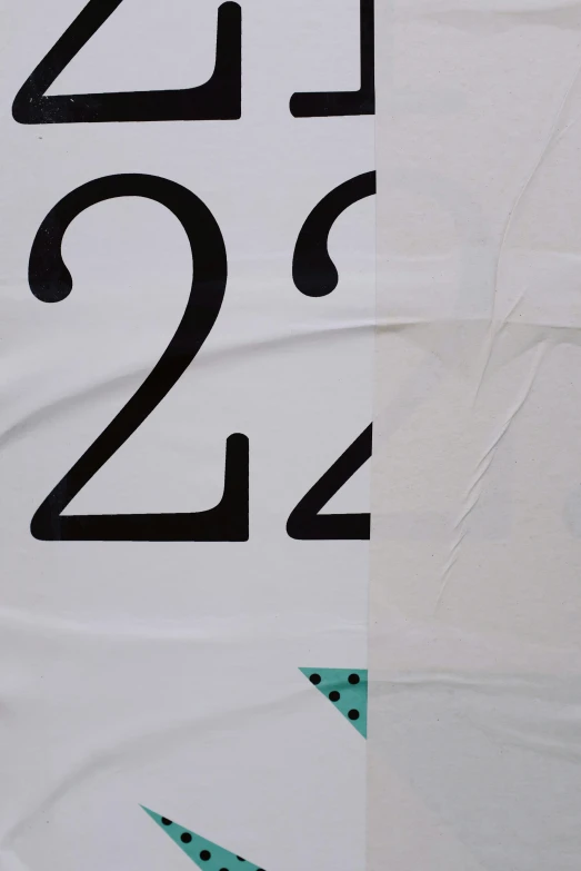 a close up of a sign with numbers on it, a poster, inspired by Zsolt Bodoni, unsplash, folds of fabric, 256x256, year 2447, white apron