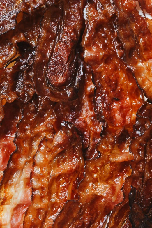 a white plate topped with meat covered in sauce, an album cover, inspired by Peggy Bacon, trending on pexels, detail texture, intricate hyperdetail macrophoto, oiled skin, full frame image