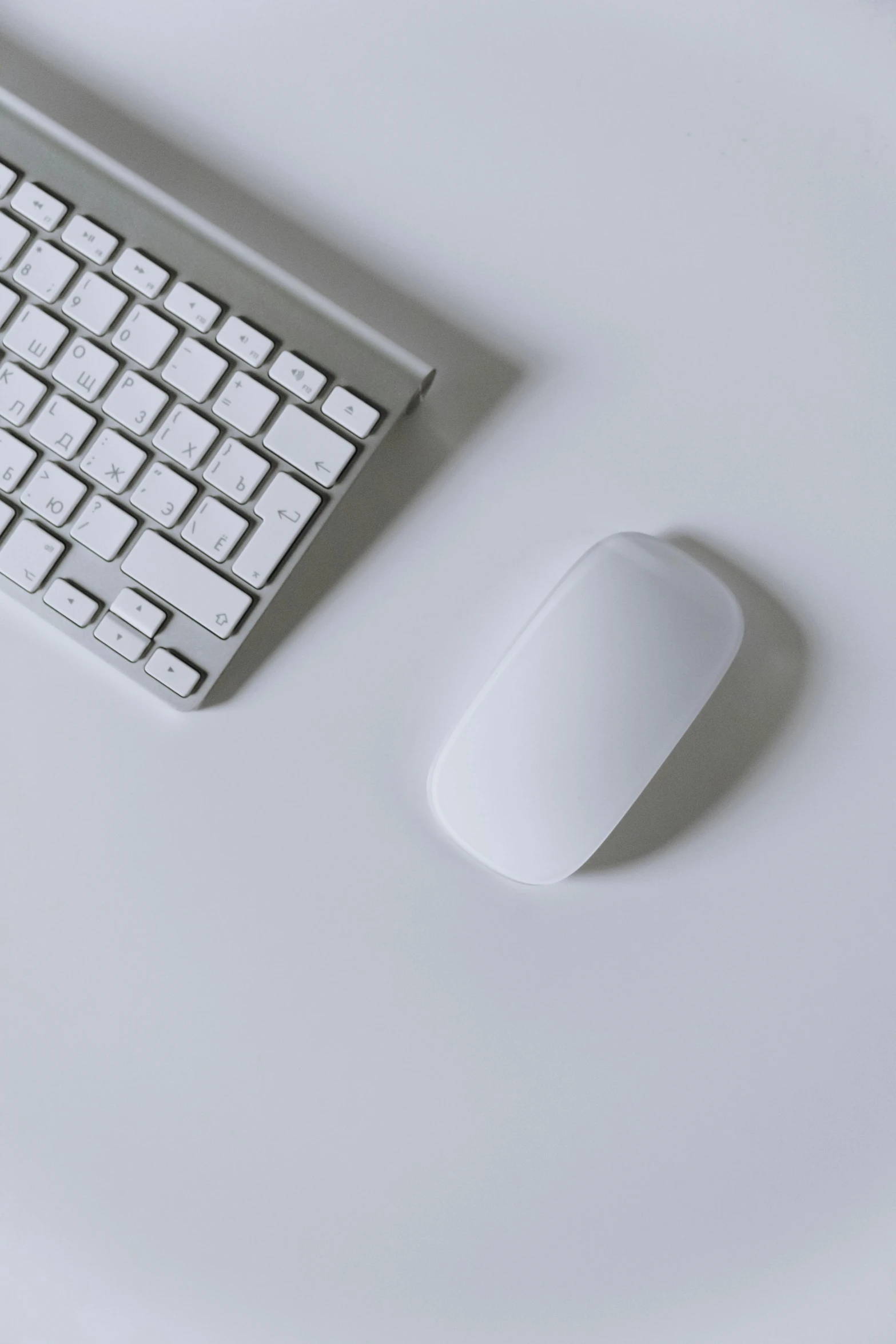 a white computer keyboard sitting on top of a white desk, mouse body, no - text no - logo, detailed product image, curated collections