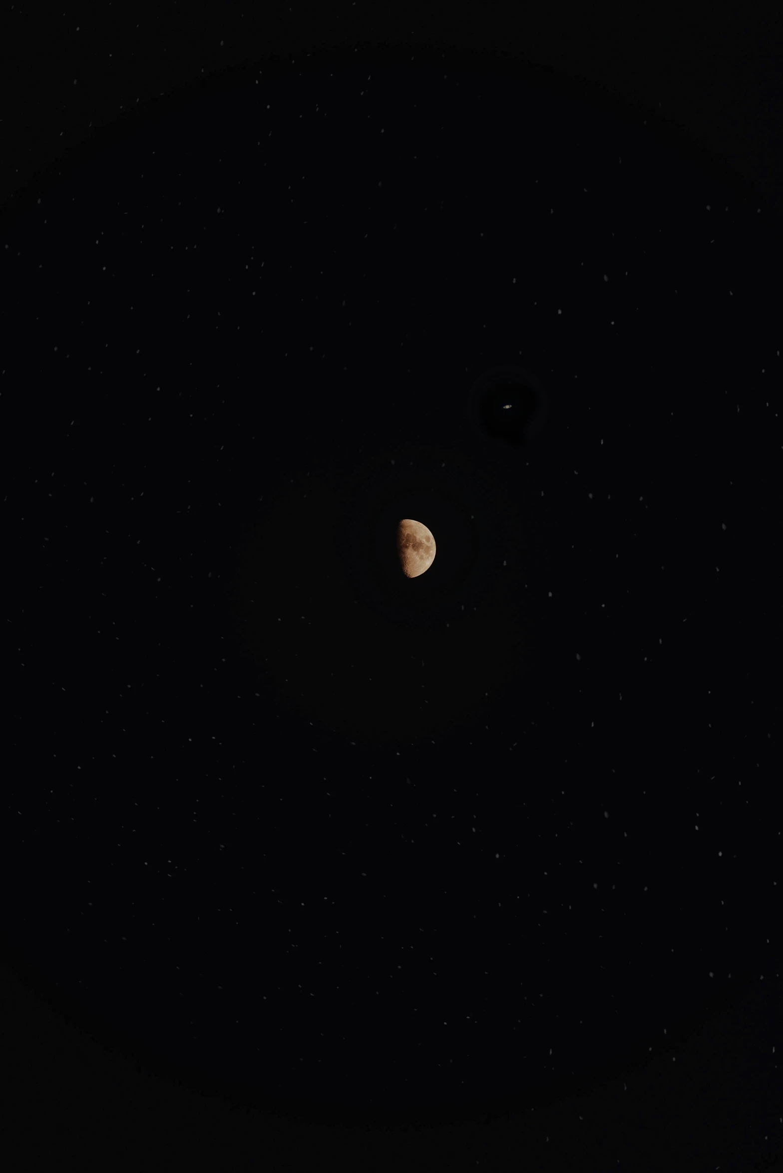 the moon is lit up in the dark sky, a picture, by Alexis Grimou, mars as background, imgur, the sky is a faint misty red hue, two moons