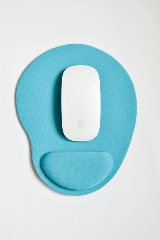 a computer mouse sitting on top of a blue mouse pad, inspired by Isamu Noguchi, turquoise blue face, goop, organic shape, standing