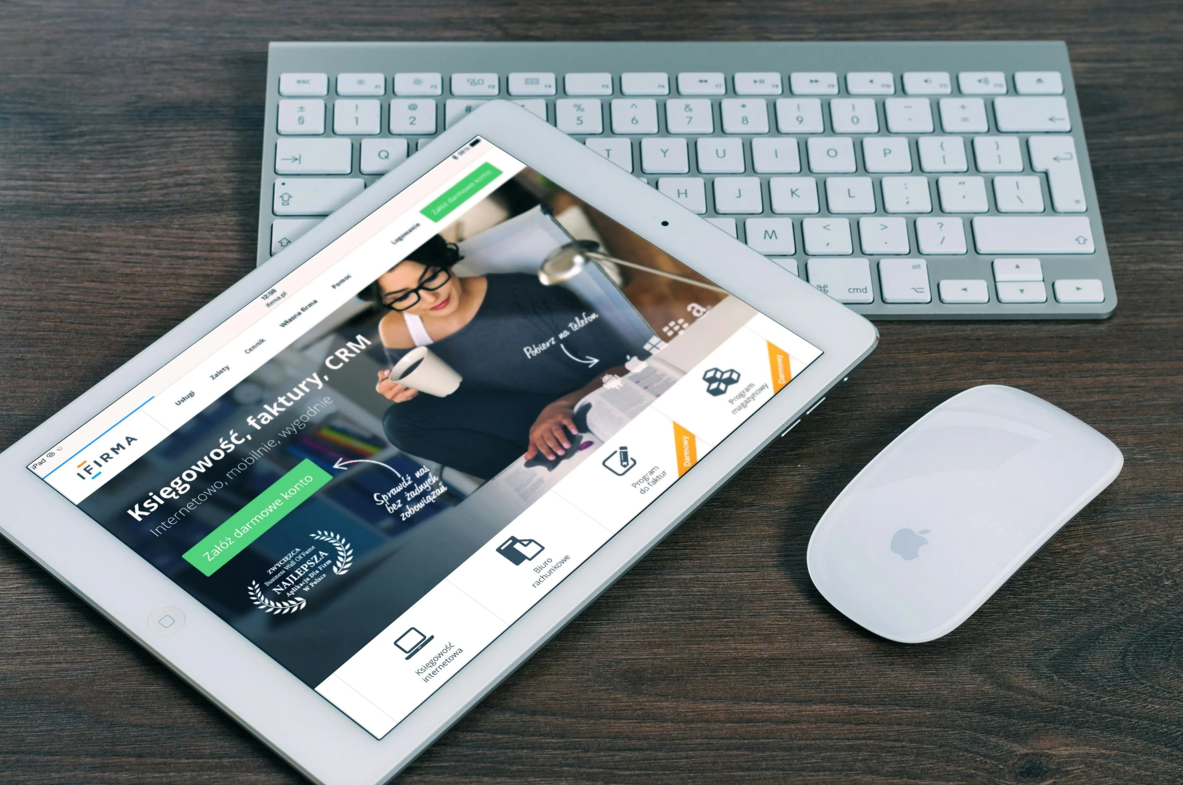 a tablet computer sitting on top of a desk next to a keyboard, pexels contest winner, 9 9 designs, green colored theme, responsive, people at work