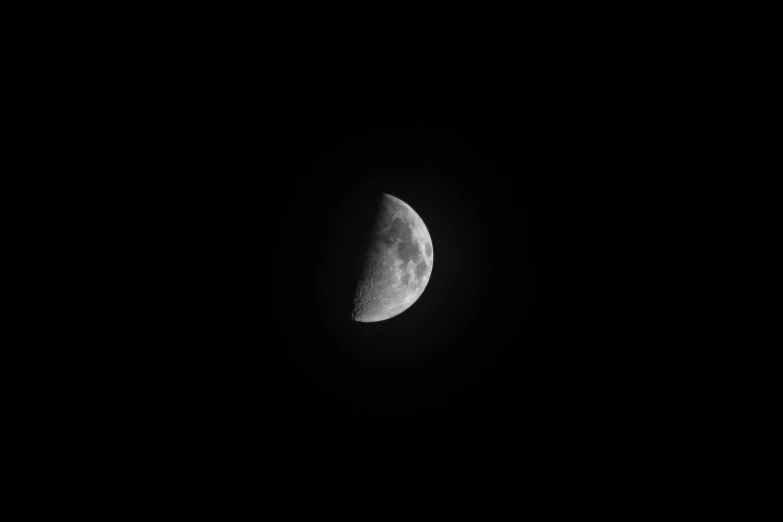 a black and white photo of a half moon, unsplash, night time footage, ☁🌪🌙👩🏾, dark mode, various posed