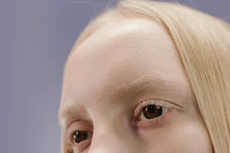 a close up of a young girl brushing her teeth, inspired by Vanessa Beecroft, trending on pexels, hyperrealism, jimin\'s right eyelid swollen, a blond, human with one robot eye, close - up studio photo