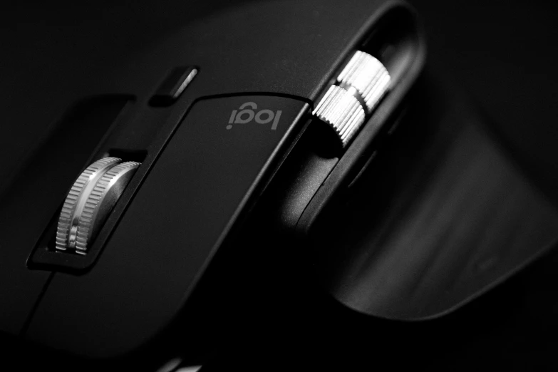 a black and white photo of a mouse, a macro photograph, by Adam Chmielowski, unsplash, usb ports, side-view. highly detailed, robb cobb, tool