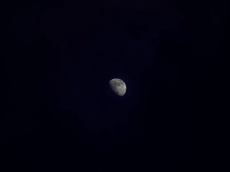 the moon is lit up in the dark sky, a picture, unsplash, postminimalism, ☁🌪🌙👩🏾, instagram post, floating in empty space, viewed from bellow