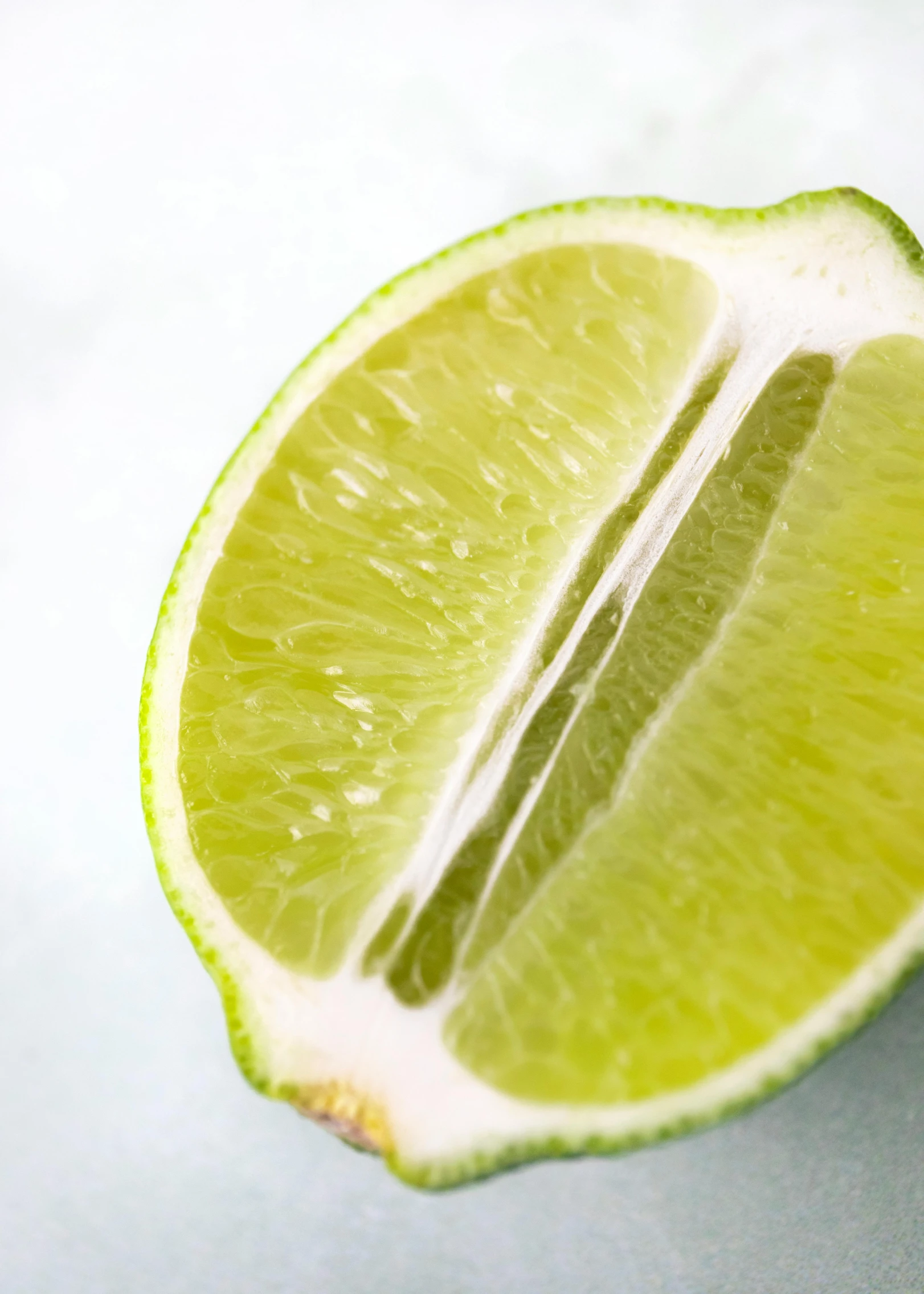 a lime cut in half on a table, by Yasushi Sugiyama, pexels, square jaw-line, glossy surface, with a soft, where a large