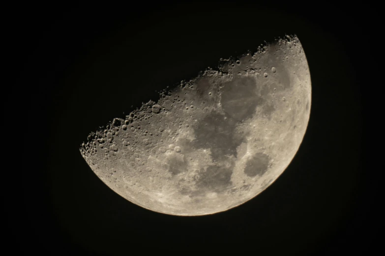 the moon is lit up in the dark sky, a macro photograph, by Adam Pijnacker, fan favorite, 4k', crater, grey