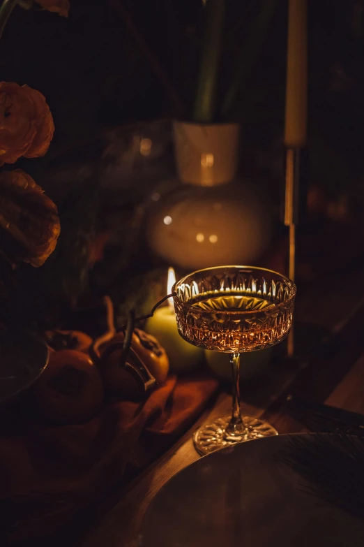 a glass of wine sitting on top of a table, inspired by Joseph Wright of Derby, unsplash, renaissance, candlelit, detail shot, harvest, profile image