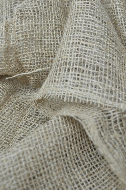 a close up of a piece of burlock fabric, hessian cloth, sheer fabrics, natural, frill