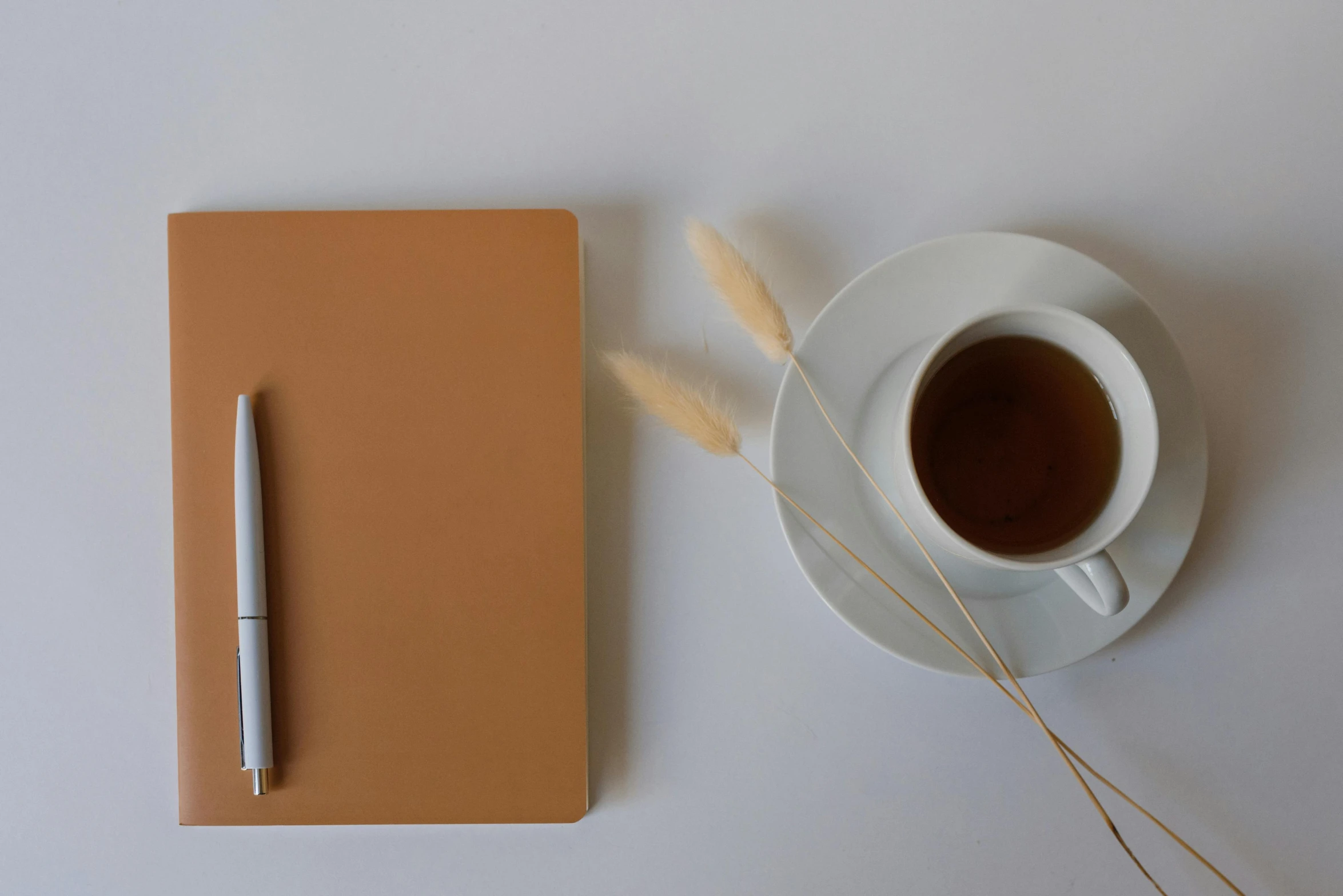 a cup of coffee and a notebook on a table, by Romain brook, trending on unsplash, postminimalism, (light orange mist), line - art, background image, blank