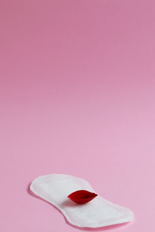 a pair of sanitary pads on a pink background, by Doug Ohlson, postminimalism, red hat, ignacio fernandez rios ”, image