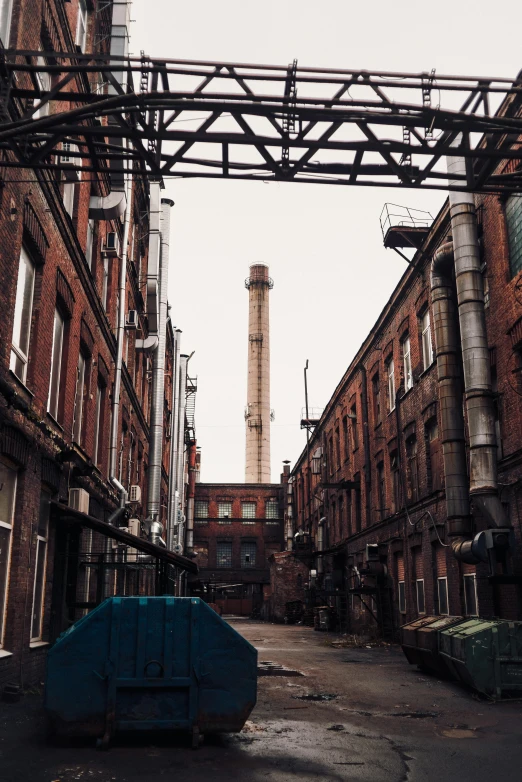 a boat that is sitting in the middle of a street, tall factory, chimney, instagram picture, manchester