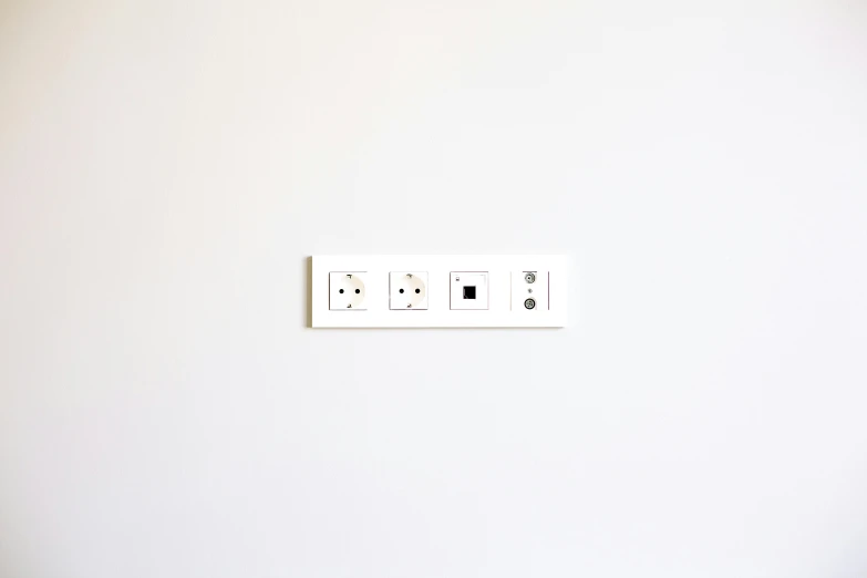 a close up of a light switch on a wall, a minimalist painting, by Cerith Wyn Evans, conceptual art, pictogram, artwork, recessed, computer