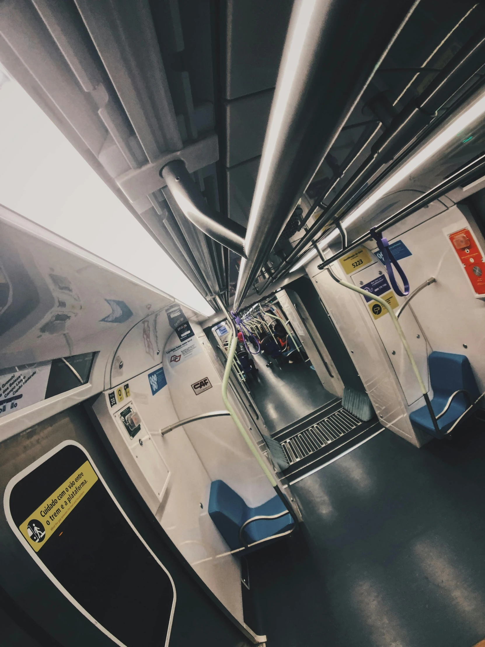 a view of the inside of a subway car, a picture, by Matteo Pérez, unsplash contest winner, instagram story, bangkok, wide high angle view, 2 5 6 x 2 5 6 pixels