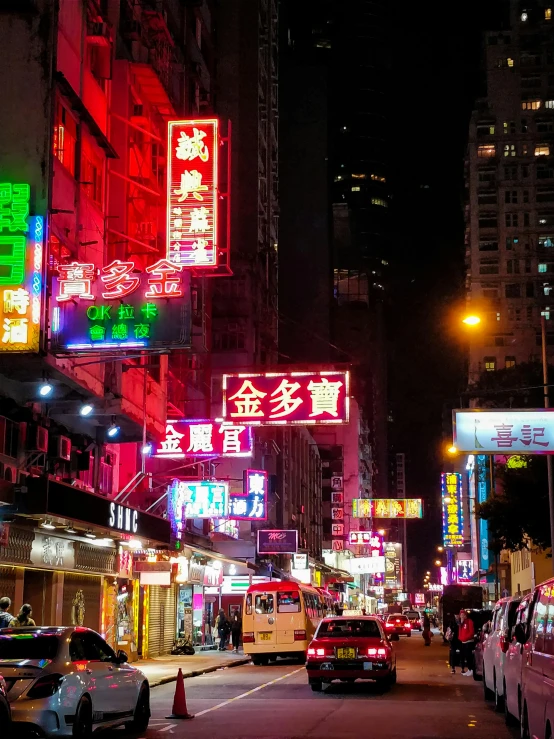 a city street filled with lots of neon signs, a photo, pexels contest winner, city like hong kong, low quality photo, ( colorful ), historical photo