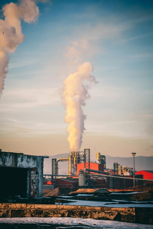 a factory with a lot of smoke coming out of it, pexels contest winner, plant sap, a colorful, afternoon, 1 5 9 5