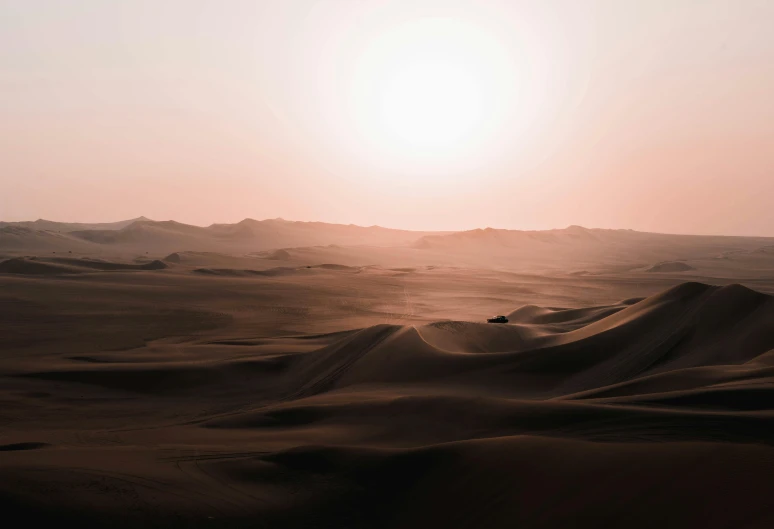 the sun is setting over the sand dunes, pexels contest winner, in a dusty red desert, desaturated, desert oasis, tans