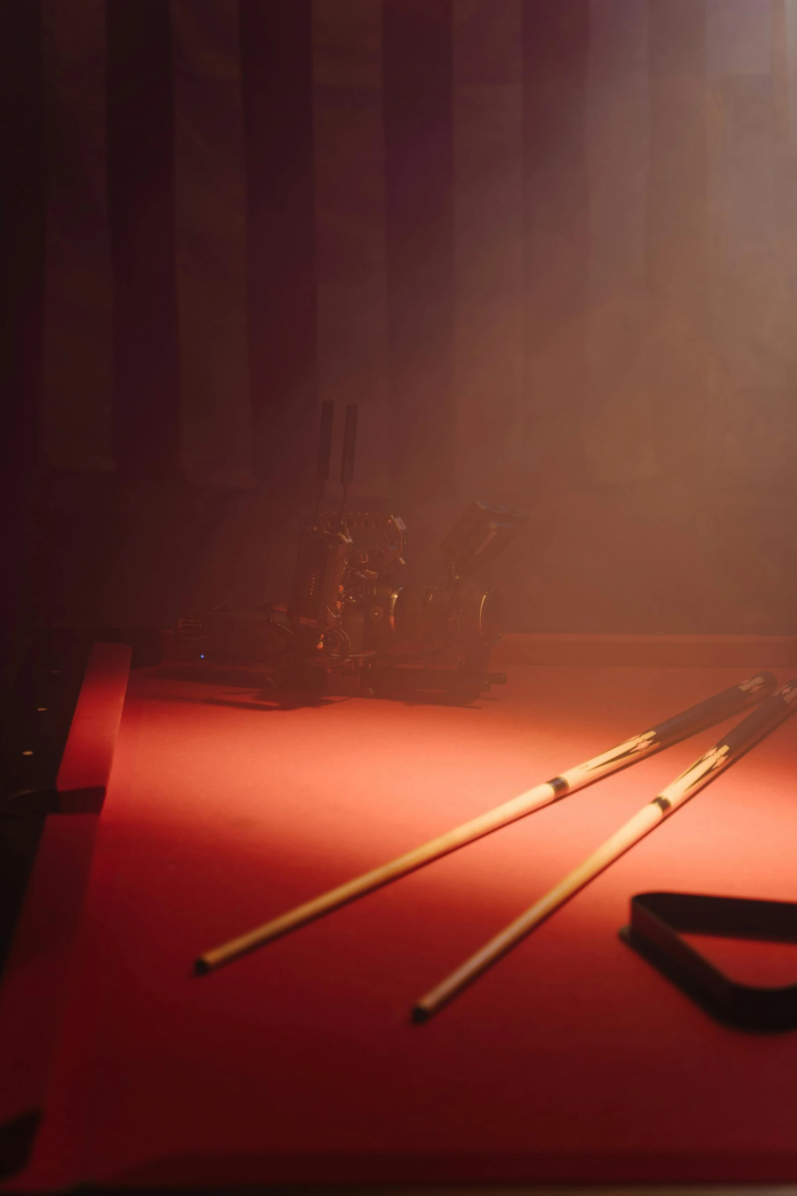 a lamp that is on top of a table, by Elsa Bleda, magical realism, red smoke, clubs, the poolrooms, shot on red camera