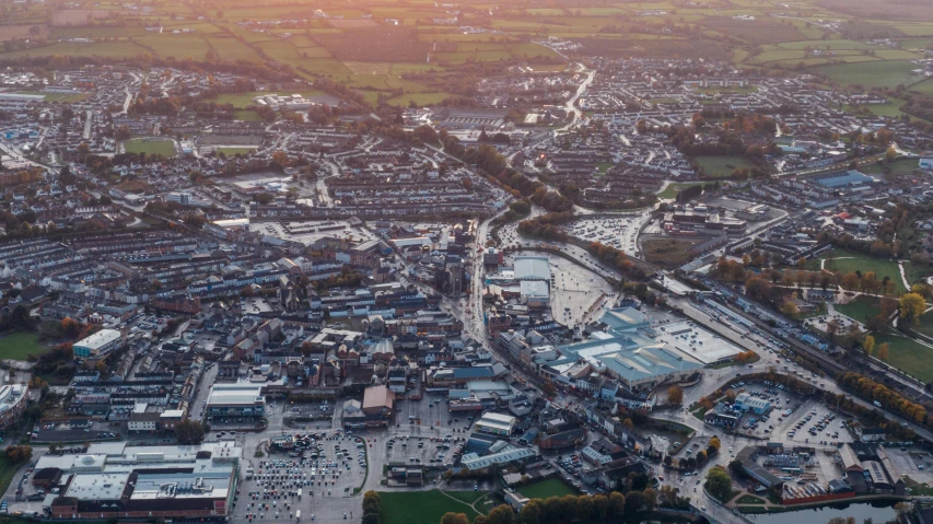 an aerial view of a city with lots of buildings, by Nick Fudge, chesterfield, teaser, square, dunwall city