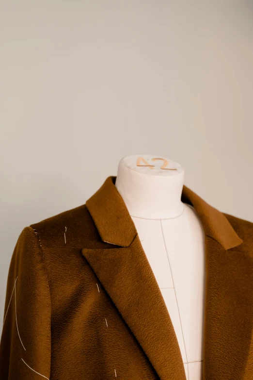 a coat on a mannequin mannequin mannequin mannequin mannequin mannequin mannequin mannequin, an album cover, trending on pexels, brown:-2, neck zoomed in, intricate details. front on, 2070s