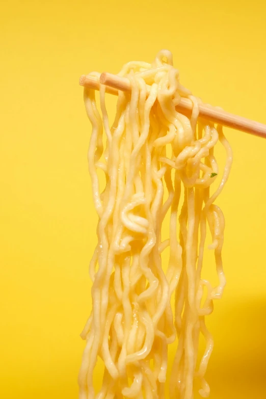 a person holding a pair of chopsticks over a bowl of noodles, inspired by Kanō Naizen, unsplash, realism, yellow backdrop, flying spaghetti monster, ignant, gif