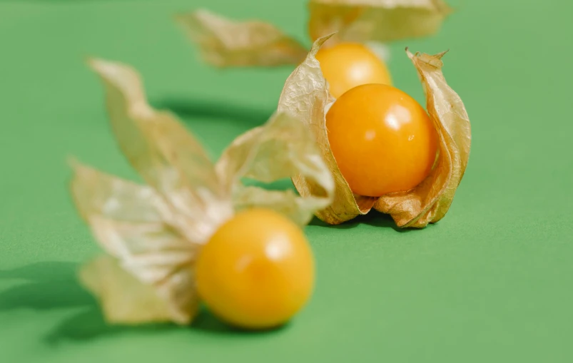 a bunch of fruit sitting on top of a green surface, golden colour, nostlagia, ball shaped accordion sleeve, sage