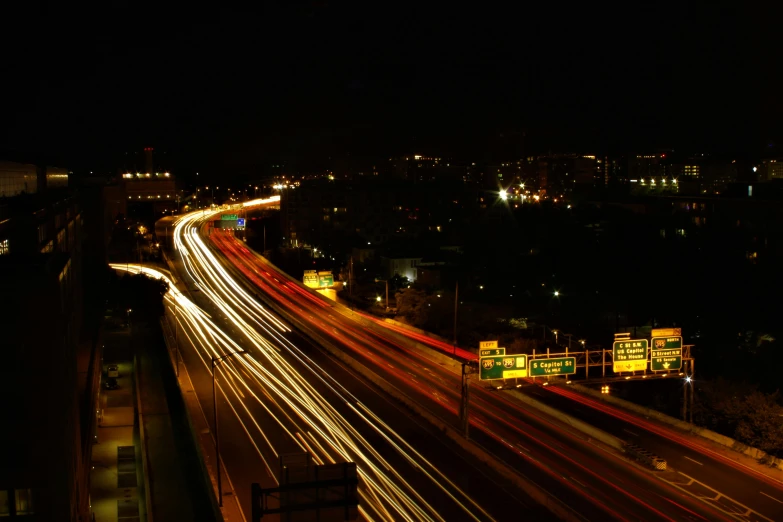 a city street filled with lots of traffic at night, a picture, flickr, freeway, thumbnail, high quality image, computer wallpaper