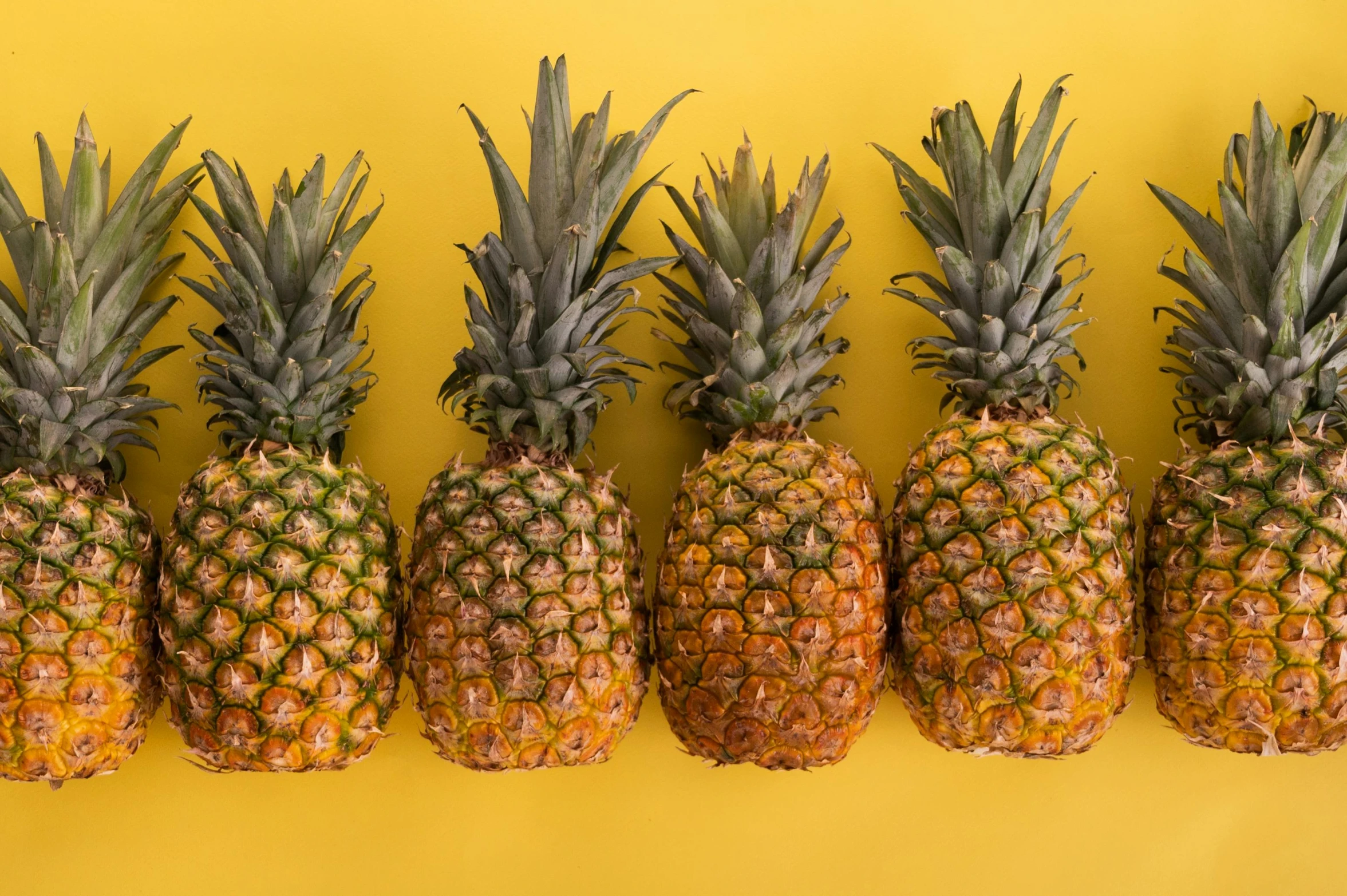 a row of pineapples on a yellow background, pexels contest winner, 🦩🪐🐞👩🏻🦳, six packs, perfectly tileable, the best ever