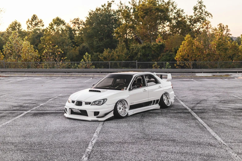 a white car parked in a parking lot, inspired by An Gyeon, jdm, full pose, avatar image, mitch foust