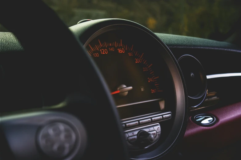 a close up of a dashboard of a car, a photo, unsplash, thumbnail, round-cropped, mini cooper, performance