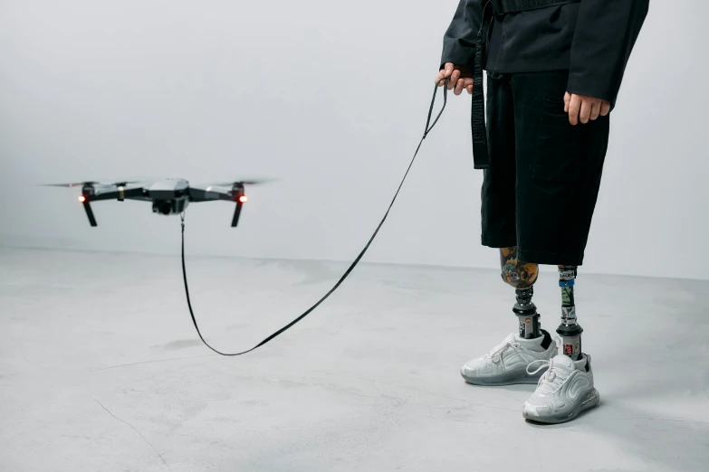 a man with a prosthetic prosthetic prosthetic prosthetic prosthetic prosthetic prosthetic, unsplash, neo-dada, looming drone, off - white collection, four legged, full shot ( fs )