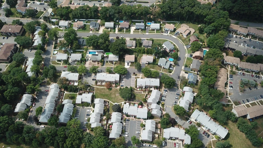 a bird's eye view of a residential area, by Carey Morris, pexels, photorealism, new jersey, as seen from the canopy, multiple wide angles, 15081959 21121991 01012000 4k