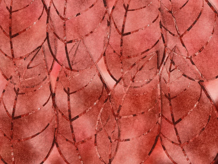 a close up of a plate of food on a table, an album cover, inspired by Andrea Mantegna, seamless fabric pattern 8k, blood red leaves, watercolored, stylized material bssrdf