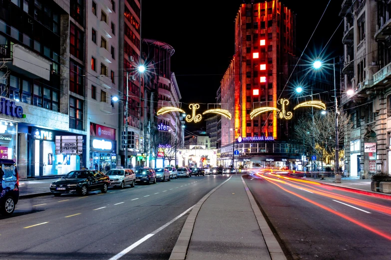 a city street filled with lots of traffic at night, khreschatyk, north melbourne street, light show, profile image