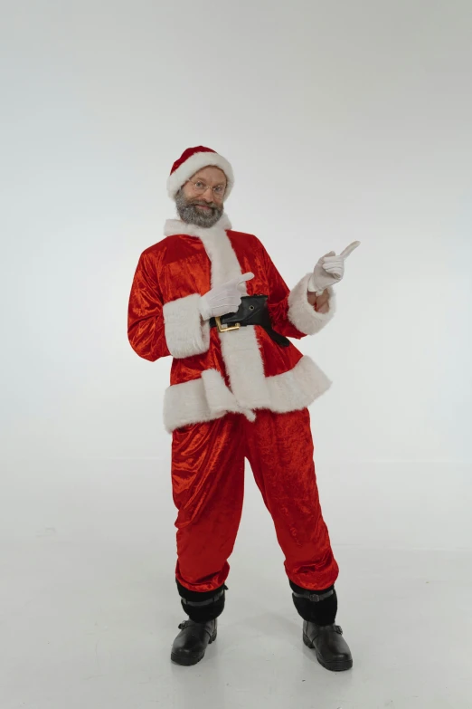 a man in a santa suit holding a pair of scissors, reddit, photorealistic full body, gif, high quality costume, f / 4