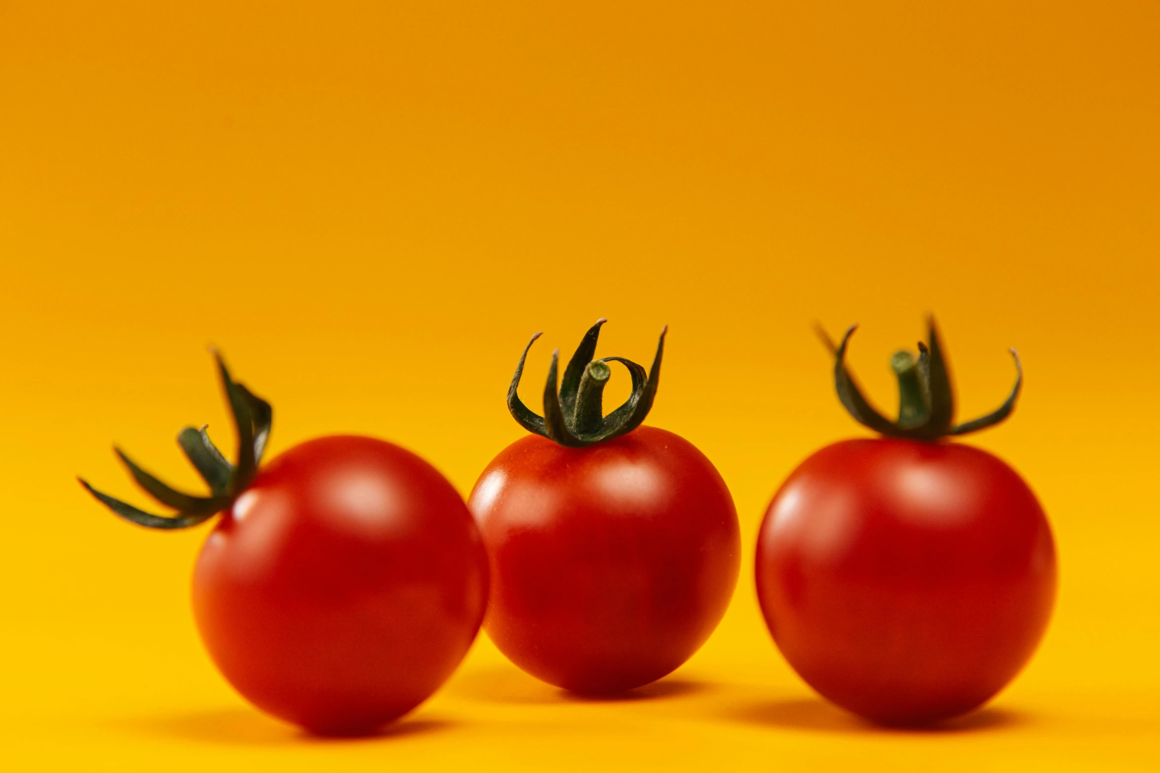 three tomatoes sitting next to each other on a yellow surface, pexels contest winner, profile image, taken with sony a7r camera, on simple background, avatar image