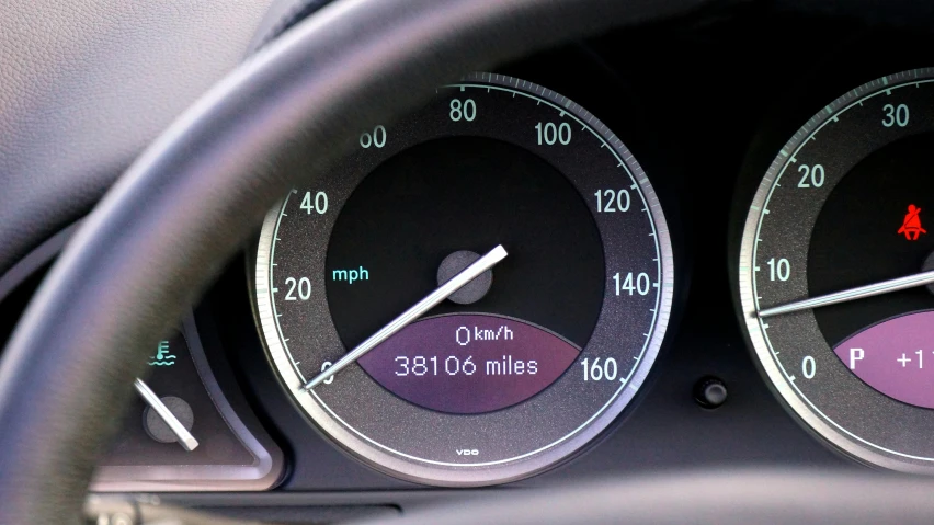 a close up of a speedometer in a car, a picture, by David Simpson, holographic display lenses, detailed information, taken in the late 2010s, instagram post