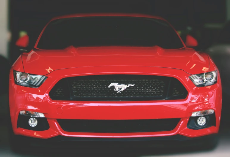 a red ford mustang parked in a garage, pexels contest winner, closeup 4k, instagram photo, clean background, rectangle