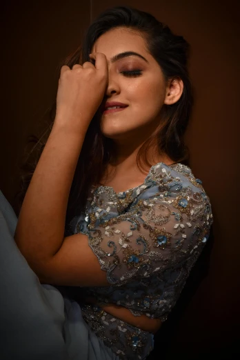 an image of a woman posing for a picture, glittering and soft, uploaded, actress, candid photography