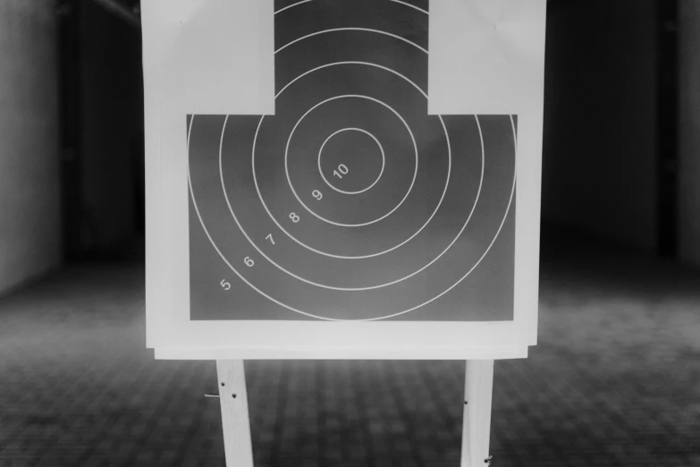 a black and white photo of a shooting target, digital image, f / 1. 2 5, 2000s photo