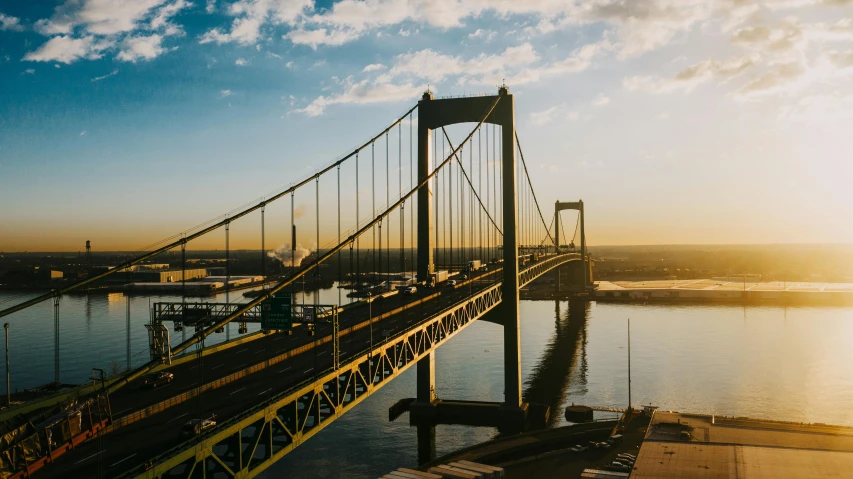a view of a bridge over a body of water, pexels contest winner, new jersey, cinematic blue and gold, vallejo, multiple stories