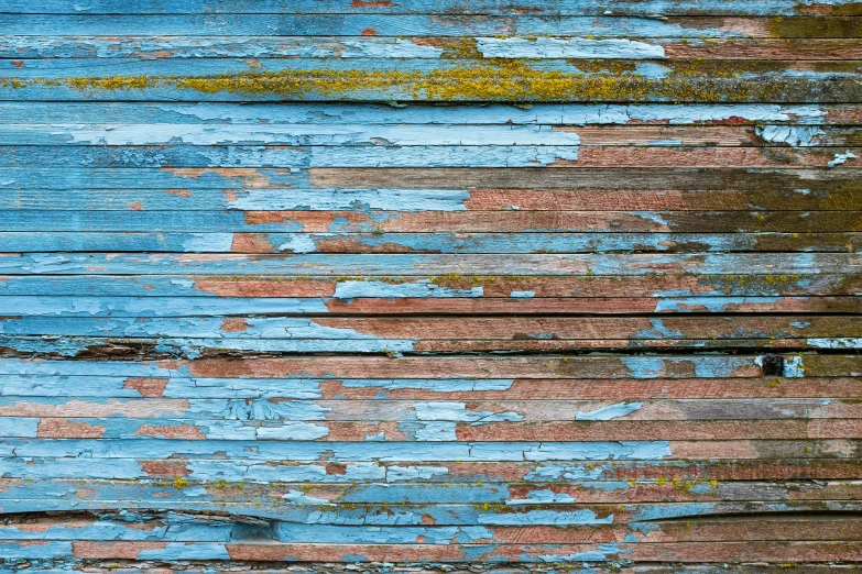 a wooden wall with peeling paint on it, a detailed painting, pexels, background image, 1 6 x 1 6, blue, multicoloured