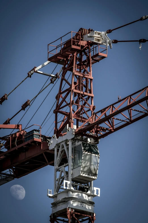 a crane with a full moon in the background, constructivism, neck zoomed in, high quality product image”, curvy build, hdr detail