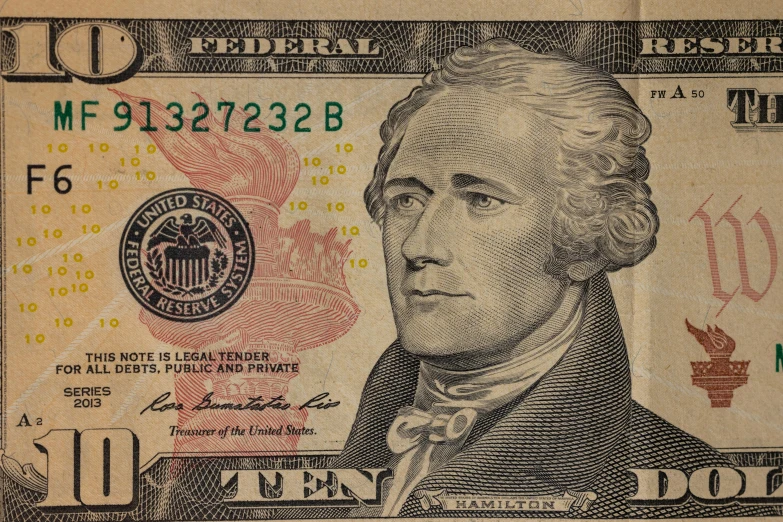 a close up of a one hundred dollar bill, a digital rendering, inspired by Samuel Washington Weis, serial art, promo image, 7 0 s photo, alexander hamilton style, thumbnail