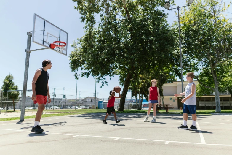 a group of young men playing a game of basketball, zac retz, village square, profile image