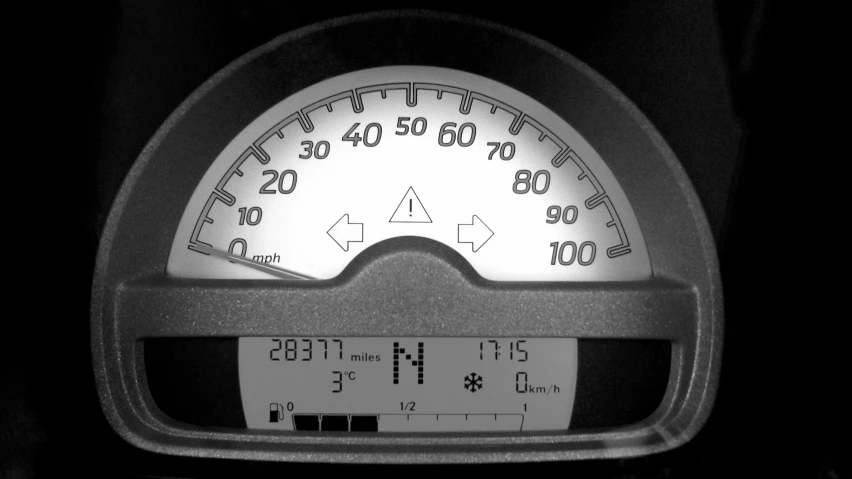 a close up of a speedometer on a motorcycle, a black and white photo, pixabay, renaissance, freezing, rectangle, full view of a car, stacked image