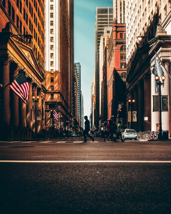 a city street filled with lots of tall buildings, pexels contest winner, lgbtq, background image, americana architecture, album cover