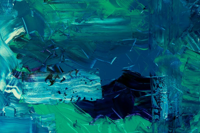 a close up of a painting of a person on a surfboard, inspired by Jack Butler Yeats, trending on pixabay, abstract art, green and blue color scheme, the blue whale crystal texture, ( ( abstract ) ), (night)