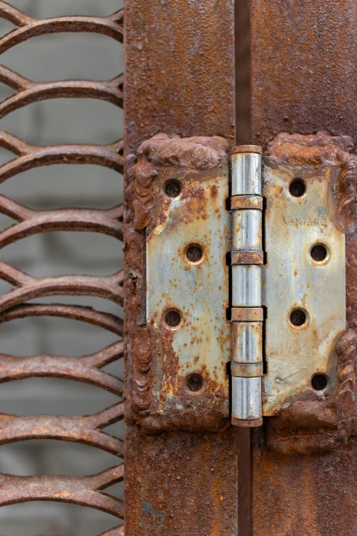 a close up of a rusted metal door, an album cover, by Joe Stefanelli, unsplash, renaissance, square, bolts, mesh structure, in 2 0 1 2